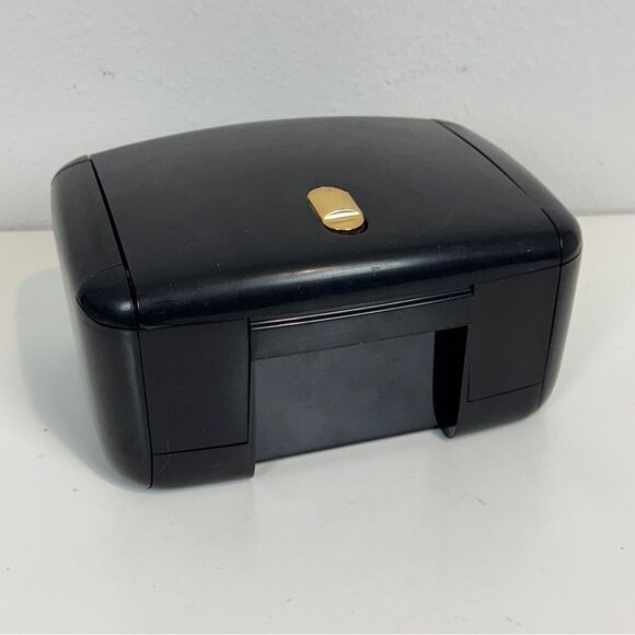 Vintage The Jewel Kit Large Folding Black Jewelry Box Mirror 80s - Picture 1 of 10